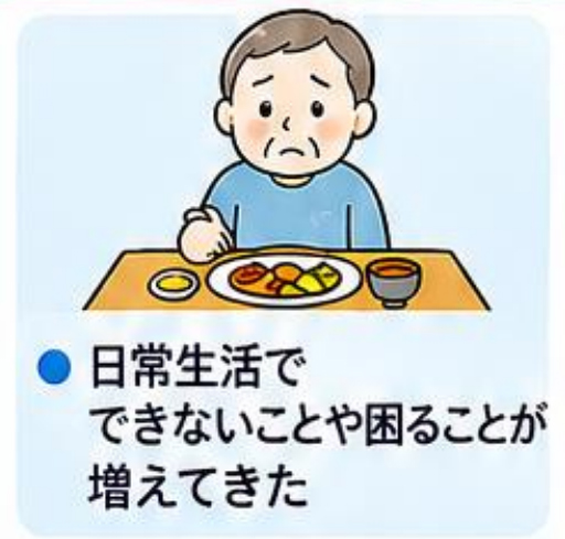 日常生活で、できないことや困ることが増えてきた